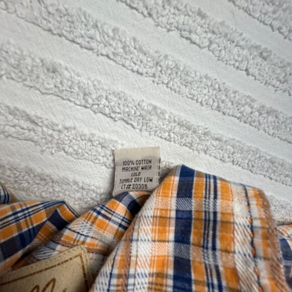 Scully Womens Top Medium Snap Button Up Shirt Plaid Yellow Blue Long Sleeve - Picture 4 of 7